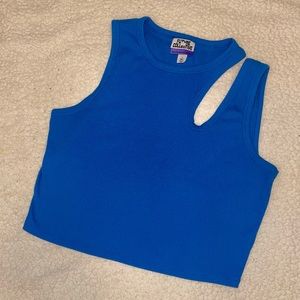 Blue Cutout Crop Top